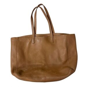 BAGGU Oversize Tote in Caramel 100% Natural Milled Leather Handbag Purse USA
